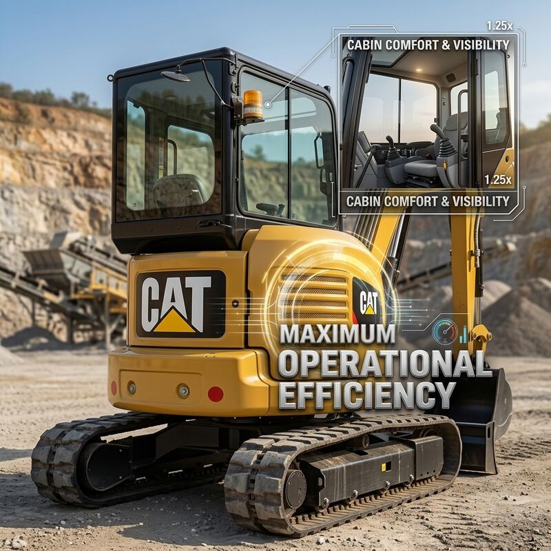 Zero-Tail Compact Gebruikte Caterpillar 303E Minigraver 3 Ton met Rubberen Rupsbanden