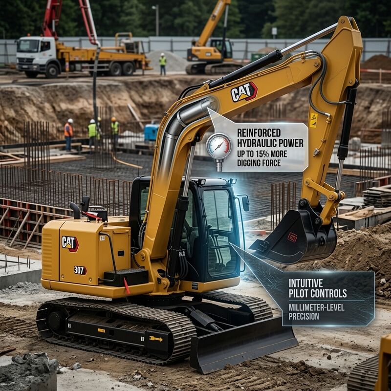 Low-Noise Used Caterpillar 307D Excavator 7.5 Ton with Hydraulic Quick Coupler