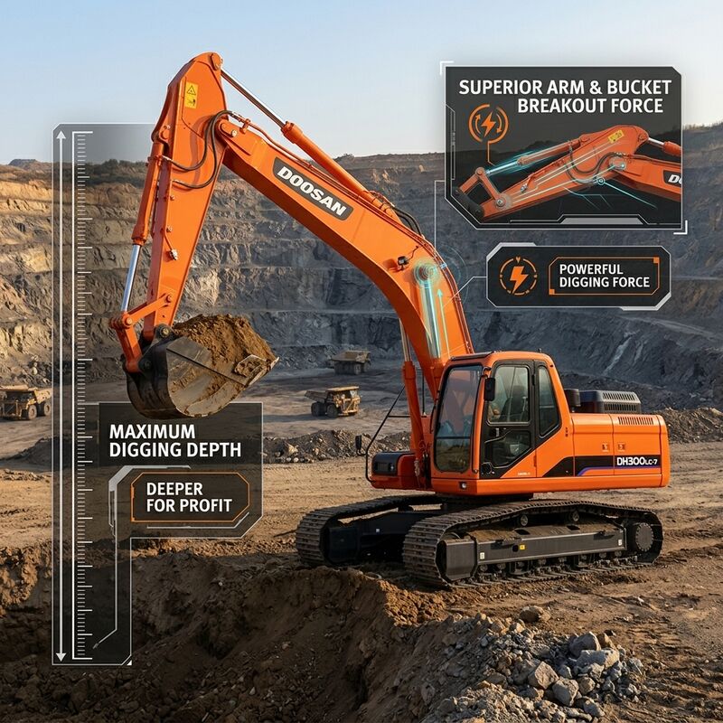 Low-Hour Used Doosan DX225LC Excavator 22.5 Ton Only 1600 Hours with DL06 Engine