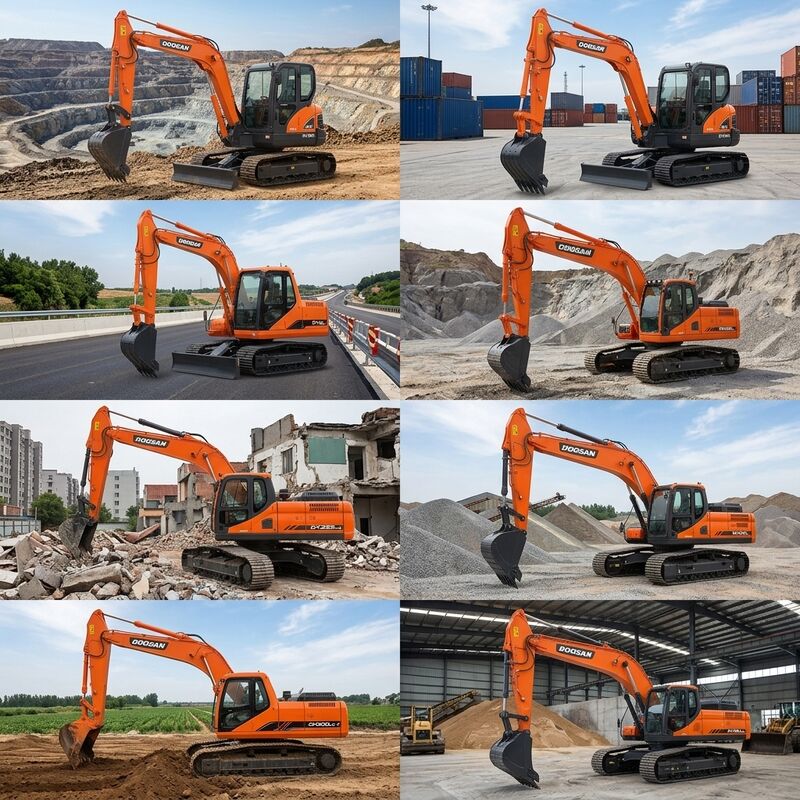 Powerful Used Doosan DX225 Excavator 25 Ton Crawler Cummins Engine 9.5m Machine Length