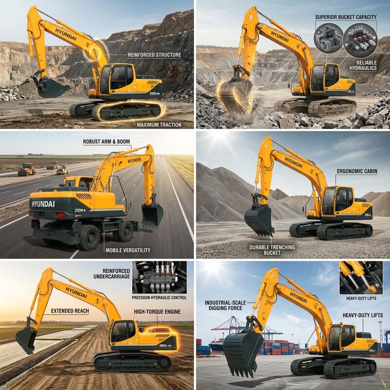 Powerful Used Hyundai R215-9 Excavator 20.9 Ton D6BV-C Engine 400L Fuel Tank Crawler