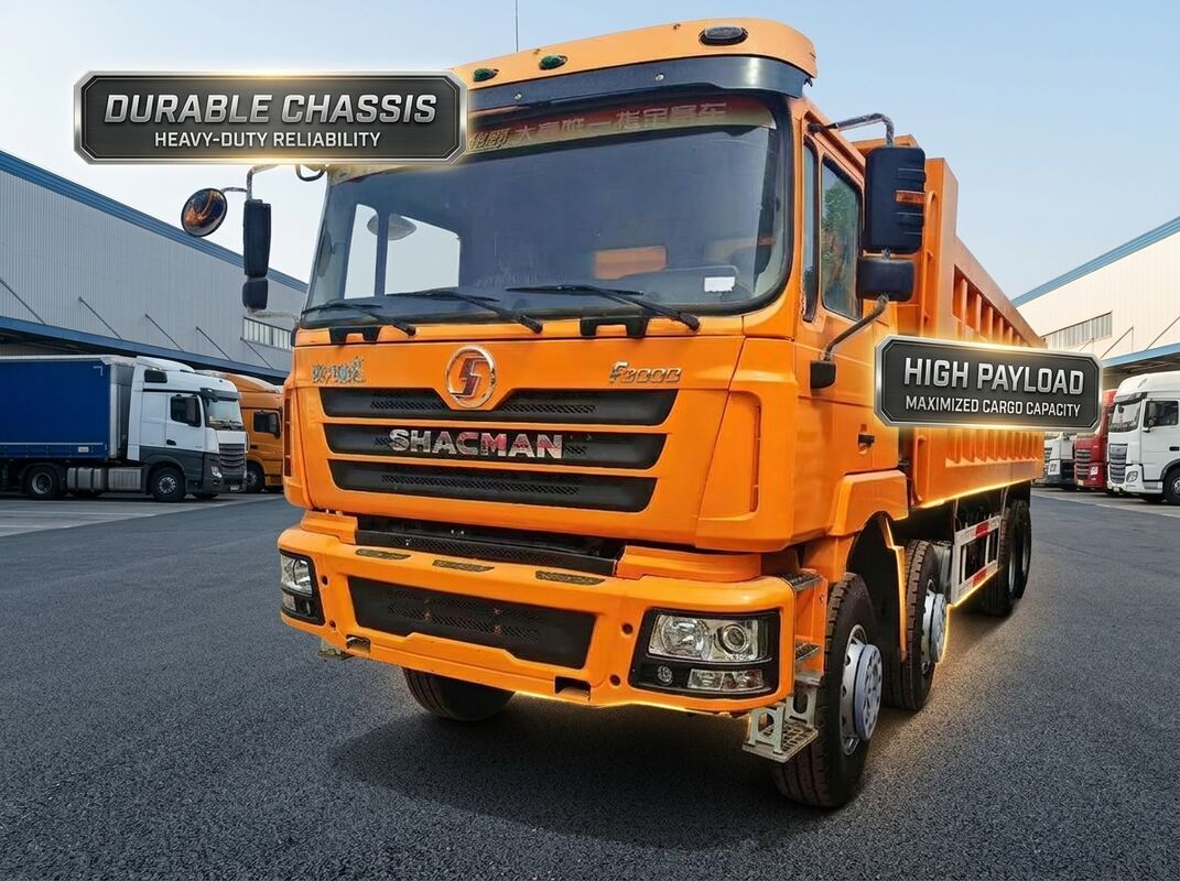 SHACMAN 381 Front Four Rear Eight Used Dump Truck 55 Ton Payload 12 Cylinder Diesel Engine Self Dumping Tipper