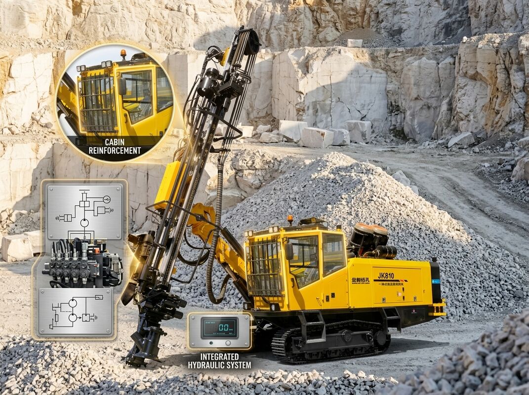 JK810 Integrated Hydraulic DTH Drilling Rig 90-165mm Blast Hole Cummins QSL8.9 Atlas Copco 20bar Compressor