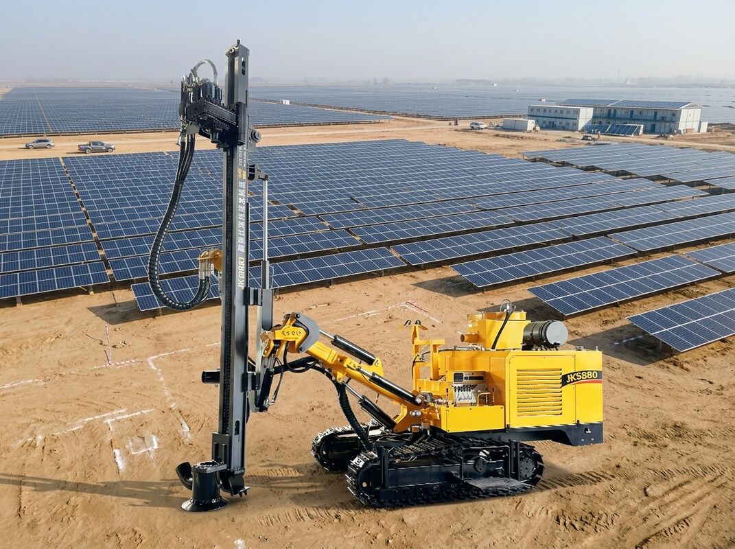 JK593G Crawler Mounted Hydraulic DTH Drilling Rig 90-300mm Blasthole 4200Nm Torque Weichai Engine 30 Degree Grade