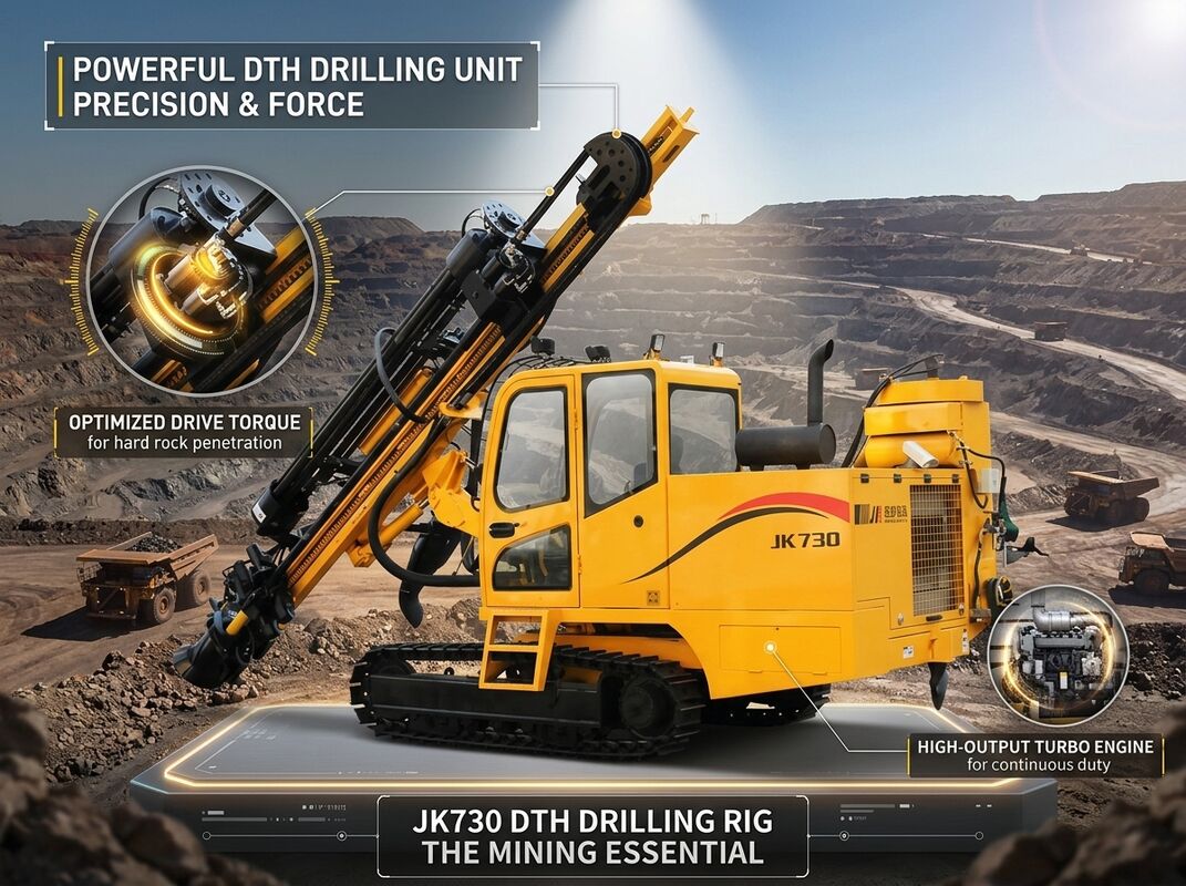 JK730-2 Automatic Rod Exchange Crawler DTH Drilling Rig 90-165mm Hole 21m Auto Depth Yuchai 92kW Power
