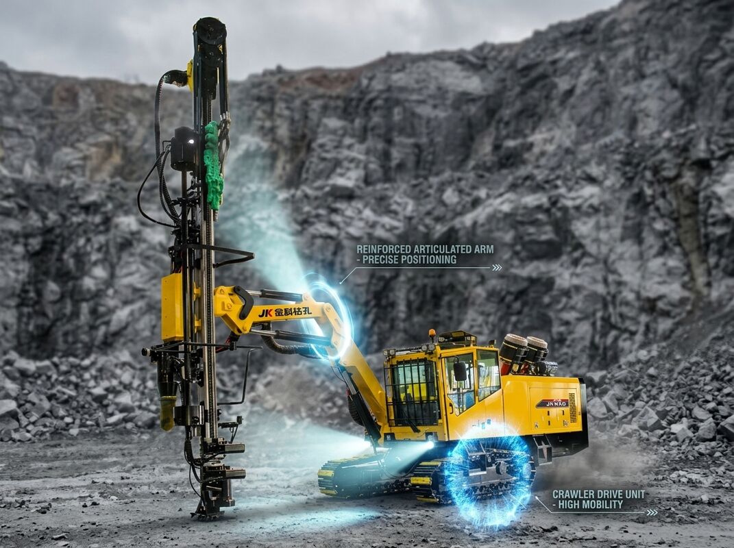 Quarry-Grade JK410 Crawler Mounted Pneumatic Tophammer Drill Rig 64-89mm Blast Hole Drilling