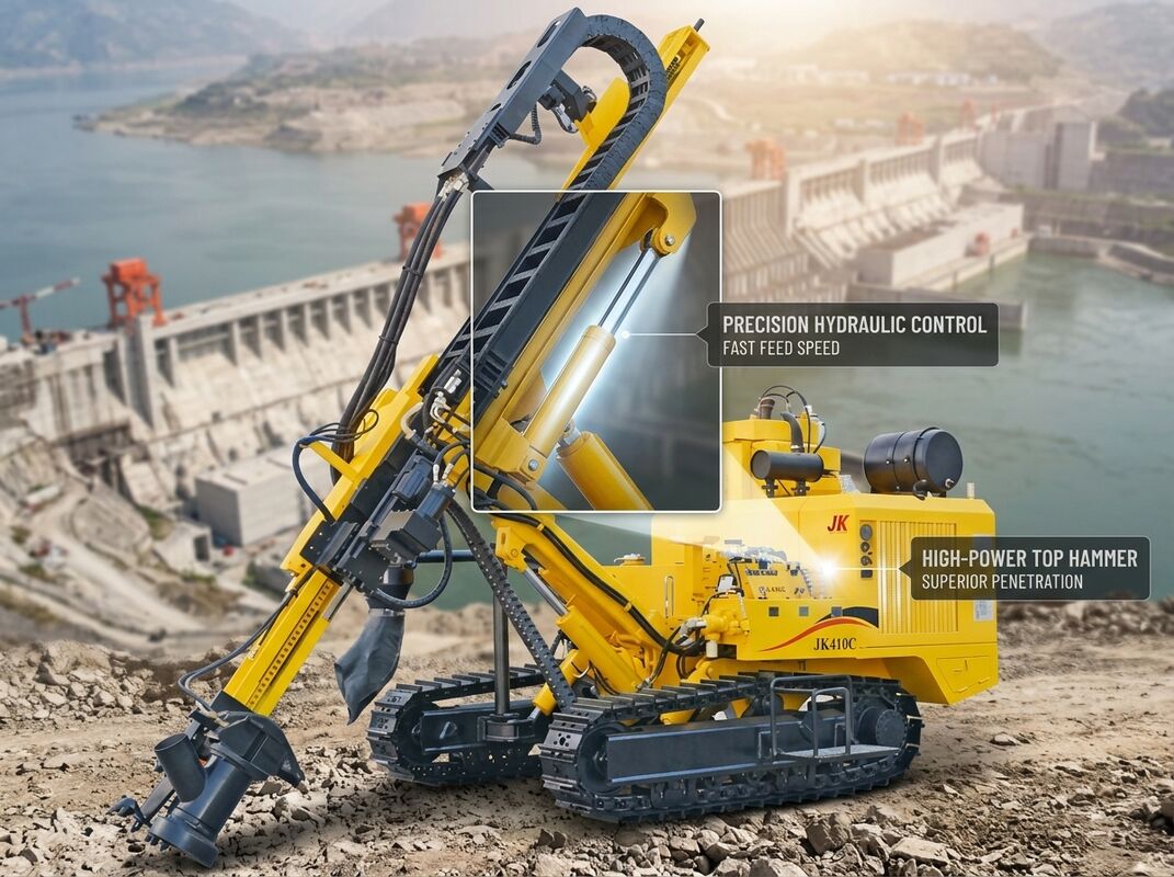 Hydropower JK410 Crawler Mounted Pneumatic Tophammer Drill Rig Multi-Angle Anchor Hole Boring