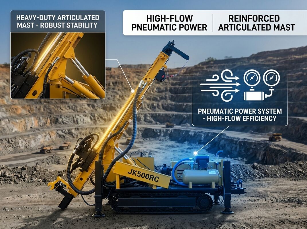 Deep-Hole JK410 Crawler Mounted Pneumatic Tophammer Drill Rig 18m Depth Quarry Bench Drilling