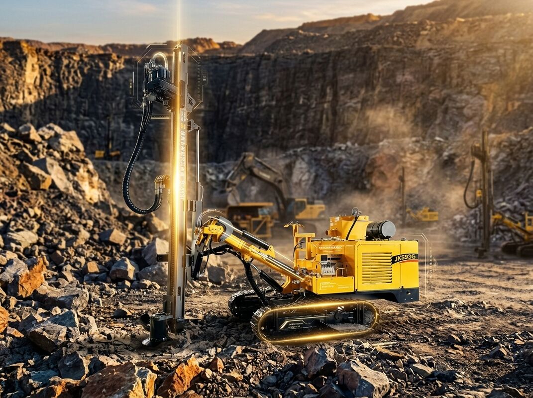 Mine-Site JK930 Fully Hydraulic Tophammer Drill Rig HC150 Rock Drill 25m Auto Rod Changer