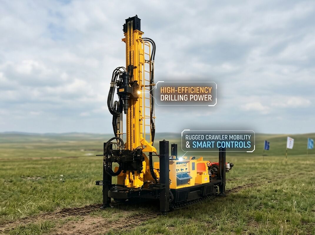 DTH Hammer Crawler Water Well Drilling Rig 500m 4.5MPa High Pressure Borehole JKS500C