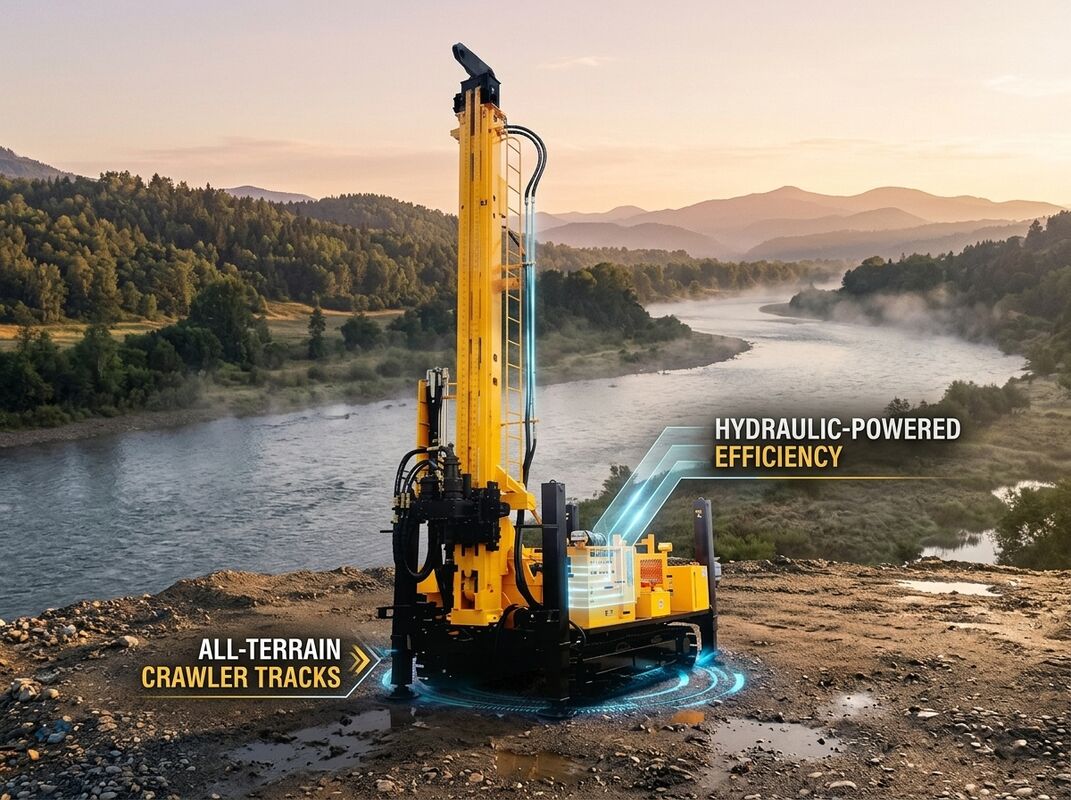 Wide Diameter Deep Hole Crawler Well Drilling Rig 600m 140-450mm Borehole JKS600B